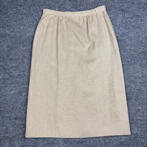 Vtg 80s A Line Skirt Womens M Beige Pockets Secretary Office Chic Retro Classic